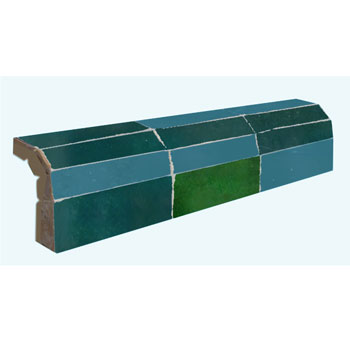 Mosaic House Moroccan tile Mosaic Flat Bullnose K 24-28-10 Green,   Sea Green,   Teal, blue, green   solid zellige, mosaic, zellij, bullnose, trim, glaze, quarter round 
